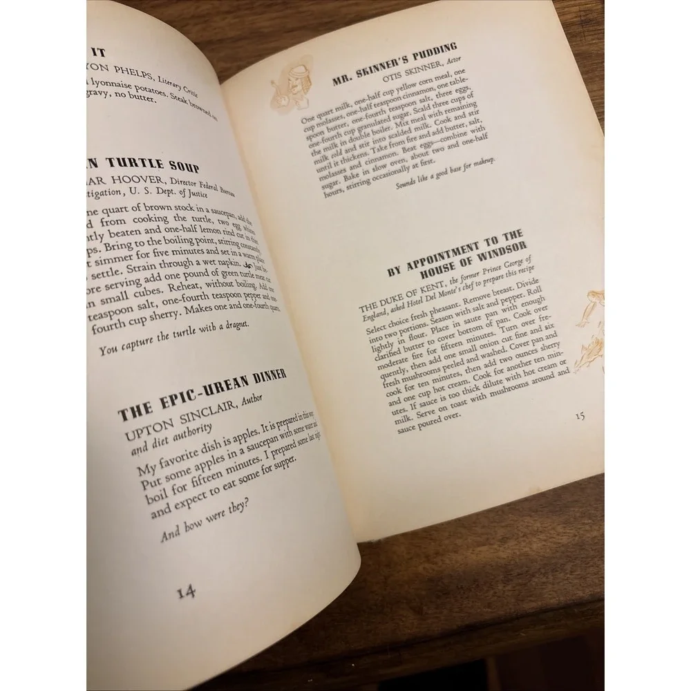 Vintage Famous Recipes by Famous People 1940‎ Walt Disney J Edgar Hoover Plus